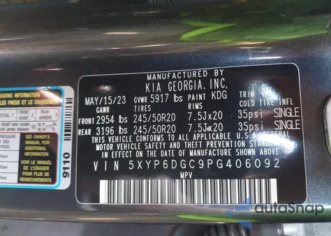 2023 Kia Telluride S from USA, damaged, VIN 5XYP6DGC9PG406092